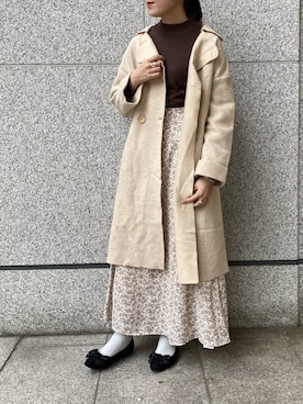 「Crisp（クリスプ）のアイテム（チェスターコート）」を使った、𝐬𝐚𝐰𝐚さん（レディース・162cm）の秋コーディネート
