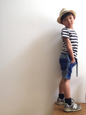 「NEW BALANCE（ニューバランス）の◆new balance KV996（スニーカー）」を使った、yuuutaaaさん（キッズ・110cm）の夏コーディネート