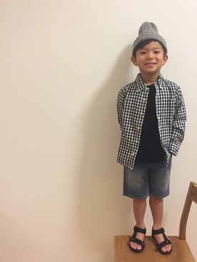 「マリン」｜「アイテム（ニットキャップ/ビーニー）」を使った、yuuutaaaさん（キッズ・110cm）の夏コーディネート