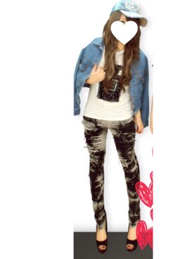 「GRL（グレイル）のアイテム（デニムジャケット）」を使った、Mioさん（レディース・151cm）の夏コーディネート