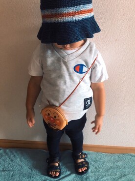 「DOUBLE_B（ダブルビー）のアイテム（シューズ）」を使った、ジェニさん（キッズ・90cm）の夏コーディネート