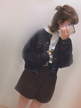 「LACOSTE」｜「アイテム（デニムジャケット）」を使った、Kadodeさん（レディース・150cm）の冬コーディネート