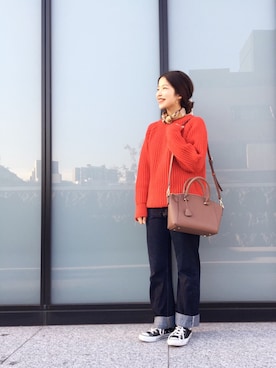 「コンバース ハイカット」｜きたのさん（レディース・159cm）の冬コーディネート