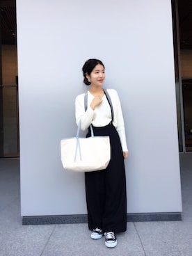 「アイテム（サスペンダー）」を使った、きたのさん（レディース・159cm）の冬コーディネート