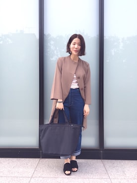 「アイテム（ノーカラージャケット）」を使った、きたのさん（レディース・159cm）の春コーディネート