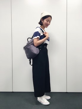 「コンバース ハイカット」｜「アイテム（ニットキャップ/ビーニー）」を使った、きたのさん（レディース・159cm）の夏コーディネート