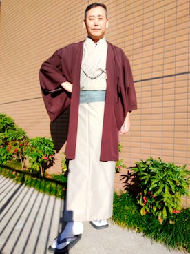 「着物」｜「アイテム（その他シューズ）」を使った、yujikimonoさん（メンズ・174cm）の冬コーディネート