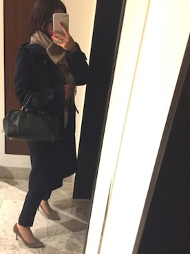 「ジョンストンズ」｜「アイテム（ダッフルコート）」を使った、whitebeigeさん（レディース・156cm）の冬コーディネート