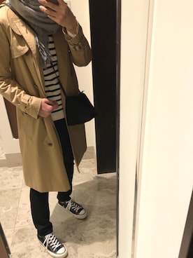 「アイテム（トレンチコート、ベージュ系）」を使った、whitebeigeさん（レディース・156cm）の冬コーディネート