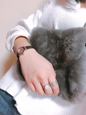 「MODE ROBE（モードローブ）のアイテム（リング）」を使った、makiさん（レディース・151cm）の冬コーディネート