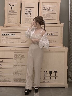 「sango（sango）のアイテム（パンツ）」を使った、𝘺𝘶𝘮𝘪さん（レディース・152cm）の夏コーディネート