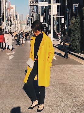 「H&M（エイチ・アンド・エム）のアイテム（チェスターコート）」を使った、Remiさん（レディース・173cm）の冬コーディネート