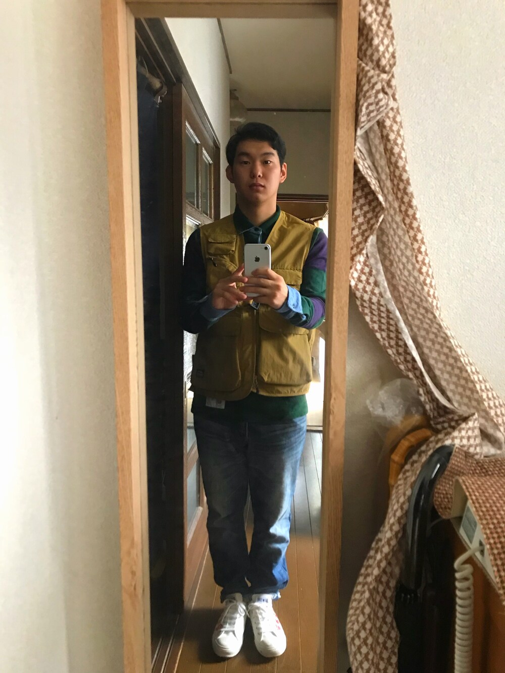 「秋服準備はじめました」｜「TOMMY HILFIGERのアイテム（ポロシャツ、グリーン系）」を使った、あもんさん（メンズ・167cm）の秋コーディネートの1枚目の写真