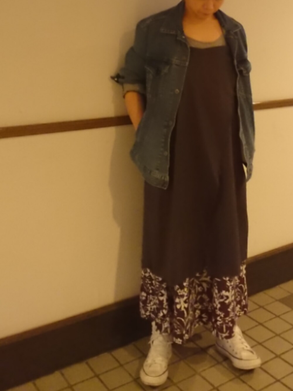 「通勤コーデ、プチプラコーデ、アラフォー、アラフォーコーデ、寝てない、W杯徹夜」｜「KBFの2WAYラップキャミソールワンピース（ワンピース、グレー系）」を使った、ミドコさん（レディース・155cm）の夏コーディネートの1枚目の写真