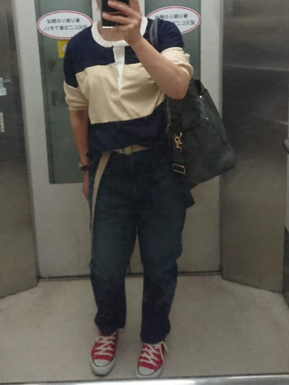 「夜遊び」｜「RNA-Nのアイテム（デニムパンツ、ブルー系）」を使った、ミドコさん（レディース・155cm）の夏コーディネートの1枚目の写真