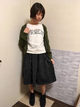 「SM2（エスエムツー）のアイテム（MA-1）」を使った、菜津子 さん（レディース・159cm）の秋コーディネート