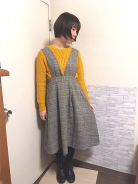 「RETRO GIRL（レトロガール）のアイテム（ジャンパースカート）」を使った、菜津子 さん（レディース・159cm）の秋コーディネート