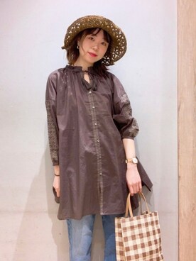 「ナチュラルスタイル」｜「アイテム（帽子）」を使った、をり。さん（レディース・167cm）の春コーディネート