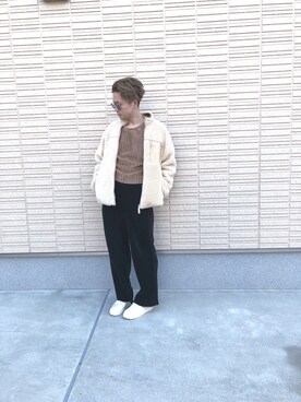 「プリーツ」｜「アイテム（ブルゾン）」を使った、étoileさん（メンズ・178cm）の冬コーディネート