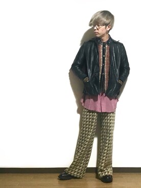 「アイテム（ライダースジャケット）」を使った、かいとさん（メンズ・165cm・20代）の秋コーディネート
