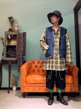 「MAD FACTORY（マッドファクトリー）のアイテム（帽子）」を使った、かいとさん（メンズ・165cm）の秋コーディネート