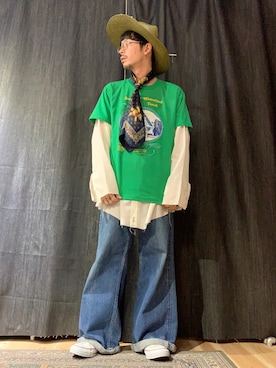 「Super Duper（スーパーデューパー）のアイテム（帽子）」を使った、かいとさん（メンズ・165cm）の夏コーディネート