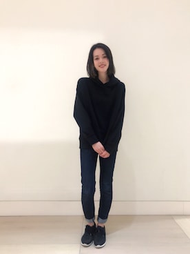「AMERICAN HOLIC（アメリカンホリック）のフード付裏毛プルオーバー（パーカー）」を使った、yuki_abeさん（レディース・161cm）の冬コーディネート