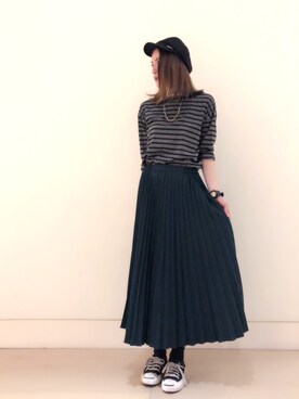 yuki_abeさんの「無地プリーツロングスカート」を使ったコーディネート
