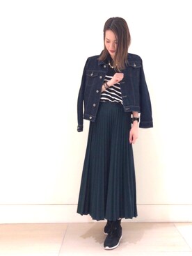 yuki_abeさんの「無地プリーツロングスカート」を使ったコーディネート