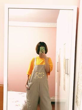 「Lulu   （-）のアイテム（Tシャツ/カットソー、オレンジ系）」を使った、哦lily啊さん（レディース・165cm）の春コーディネート