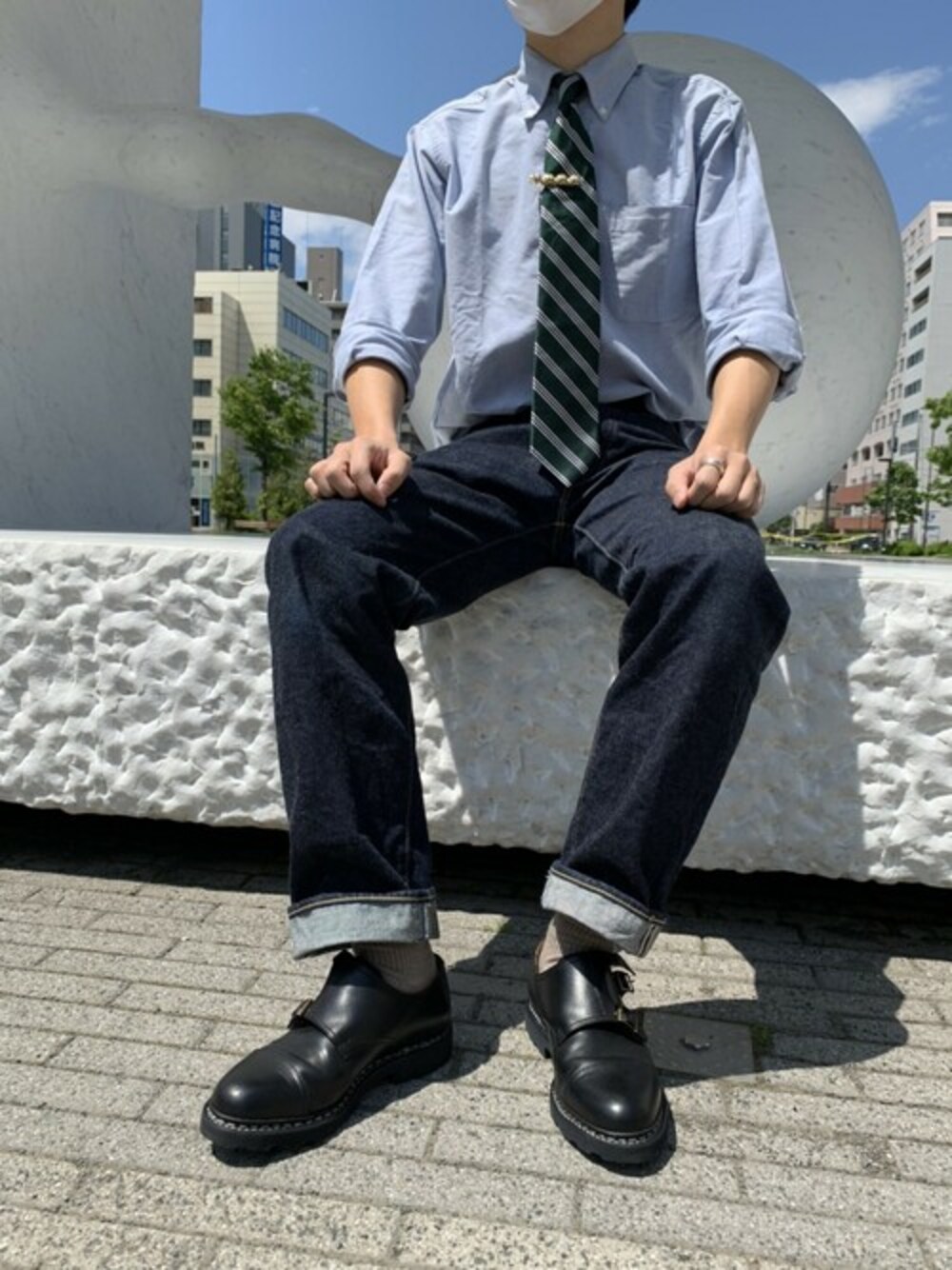 「パラブーツ、Paraboot、WILLIAM」｜「ParabootのWILLIAM / ウィリアム（ドレスシューズ、ブラック系）」を使った、Paraboot_shop_staffさん（メンズ・175cm）の夏コーディネートの1枚目の写真