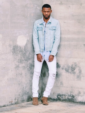 「TOPMAN（トップマン）のアイテム（ブーツ）」を使った、Ashton Michaelさん（メンズ・185cm）の春コーディネート