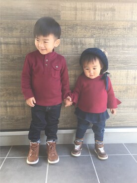 「babygap」｜「アイテム（ハンチング/ベレー帽）」を使った、ゆづゆなさん（キッズ・80cm）の冬コーディネート