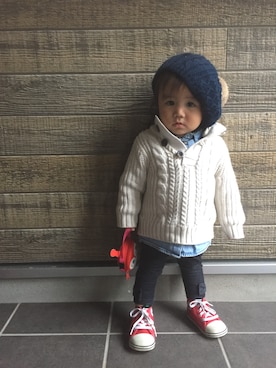 「babygap」｜「アイテム（ハンチング/ベレー帽）」を使った、ゆづゆなさん（キッズ・80cm）の冬コーディネート