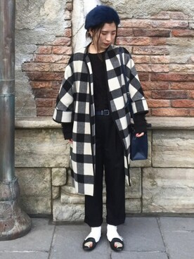 「ペタンコ靴」｜「アイテム（その他アウター）」を使った、yuri さん（レディース・152cm）の冬コーディネート