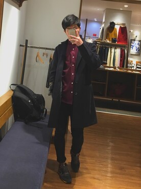 「BACK NUMBER（バックナンバー）のアイテム（チェスターコート）」を使った、だいきんぐさん（メンズ・175cm）の冬コーディネート
