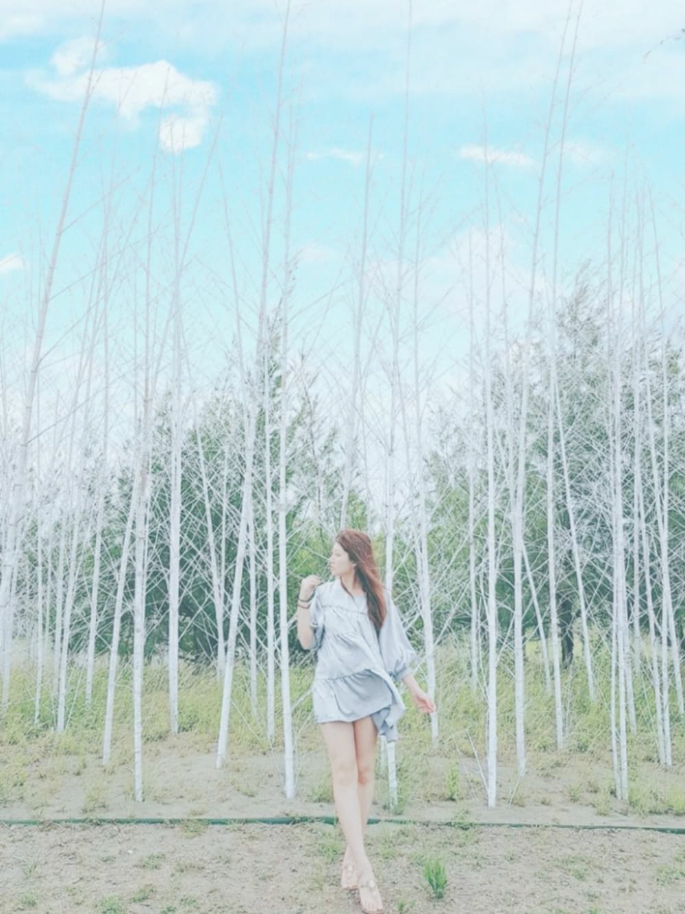 「夏、Taiwan、ootd、洋裝、yilan、NICECLAUP、壯圍」｜「R&BBのアイテム（サンダル、ベージュ系）」を使った、helloyoyoniniさん（レディース・163cm）の夏コーディネートの1枚目の写真