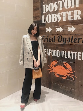 「西裝外套」｜「アイテム（オールインワン・サロペット）」を使った、annさん（レディース・161cm）の春コーディネート