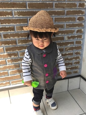 「BOBSON（ボブソン）のアイテム（その他アウター）」を使った、︎︎☺︎HIZUKI︎︎☺︎さん（キッズ・70cm）の春コーディネート
