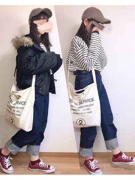 「アイテム（ブルゾン）」を使った、もも⋆*さん（レディース・155cm・10代）の冬コーディネート