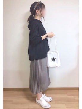 「Daniel Wellington（ダニエルウェリントン）の販売終了クラシックペティット アッシュフィールド32mm（アナログ腕時計）」を使った、mocaさん（レディース・155cm）の夏コーディネート