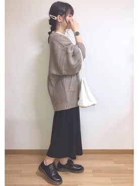 「Daniel Wellington（ダニエルウェリントン）の販売終了クラシックペティット アッシュフィールド32mm（アナログ腕時計）」を使った、mocaさん（レディース・155cm）の秋コーディネート