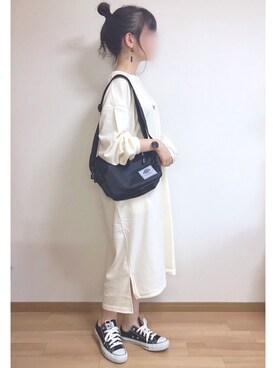 「Daniel Wellington（ダニエルウェリントン）の販売終了クラシックペティット アッシュフィールド32mm（アナログ腕時計）」を使った、mocaさん（レディース・155cm）の秋コーディネート