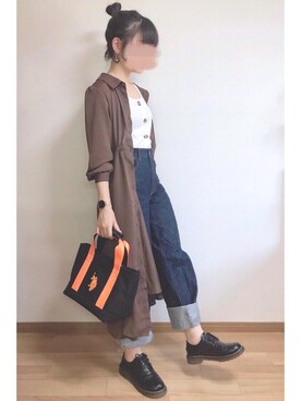 「Daniel Wellington（ダニエルウェリントン）の販売終了クラシックペティット アッシュフィールド32mm（アナログ腕時計）」を使った、mocaさん（レディース・155cm）の秋コーディネート