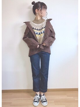 「リップスター」｜「アイテム（ジャケット/アウター）」を使った、もも⋆*さん（レディース・155cm）の秋コーディネート