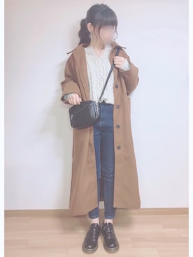 「キーネック」｜「アイテム（ダウンジャケット/コート）」を使った、もも⋆*さん（レディース・155cm）の冬コーディネート
