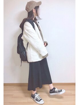 「179/WG（イチナナキュウダブルジー）のアイテム（帽子）」を使った、もも⋆*さん（レディース・155cm）の冬コーディネート