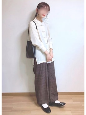 「chocomee（チョコミー）のアイテム（ショルダーバッグ）」を使った、もも⋆*さん（レディース・155cm）の秋コーディネート