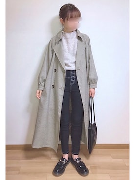 「chocomee（チョコミー）のアイテム（トレンチコート）」を使った、もも⋆*さん（レディース・155cm）の秋コーディネート