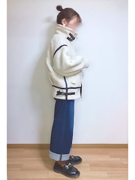 「AS KNOW AS plus（アズノゥアズプラス）のアイテム（ブルゾン）」を使った、もも⋆*さん（レディース・155cm）の冬コーディネート